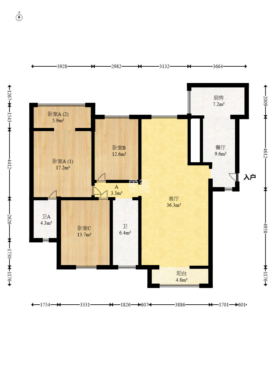玛依拉山庄  3室2厅2卫   130.00万