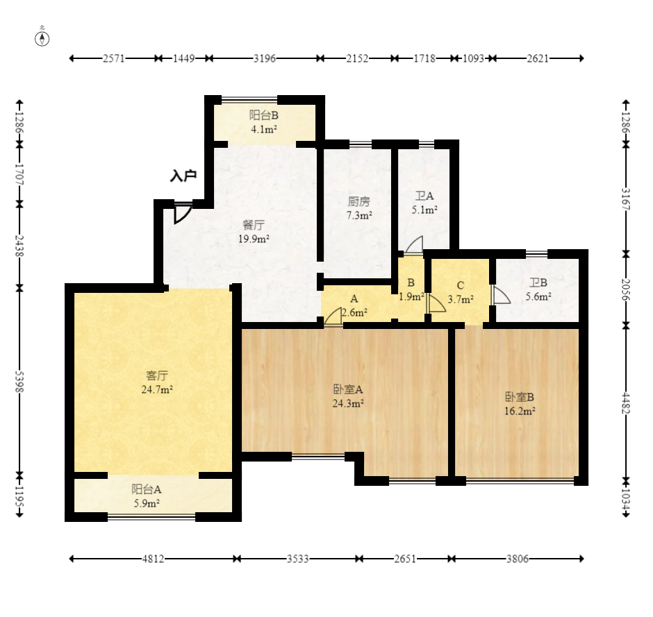 圣爵菲斯  3室2厅2卫   120.00万室内图1