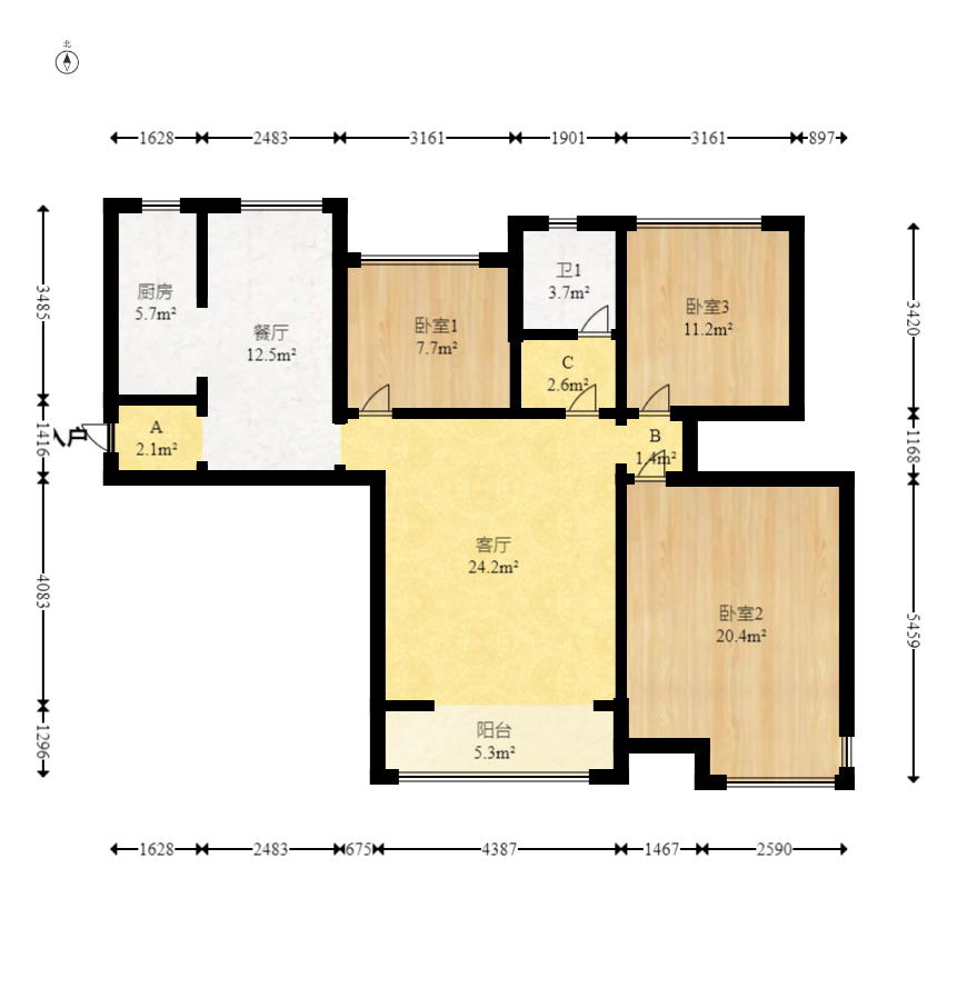 南山苏迪亚诺 3室2厅1卫 64.8万 南山苏迪亚诺 3室2厅1卫 64.8万户型图