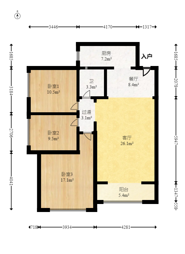 润和又一城  3室2厅1卫    95.0万 润和又一城  3室2厅1卫    95.0万户型图
