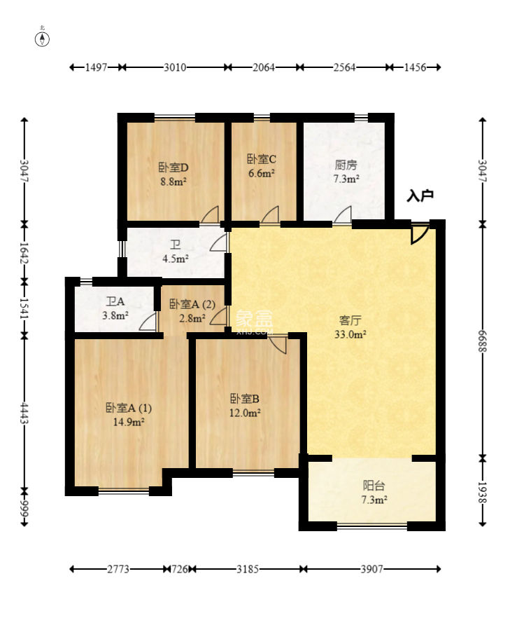 梅溪正荣府  4室2厅2卫   162.00万