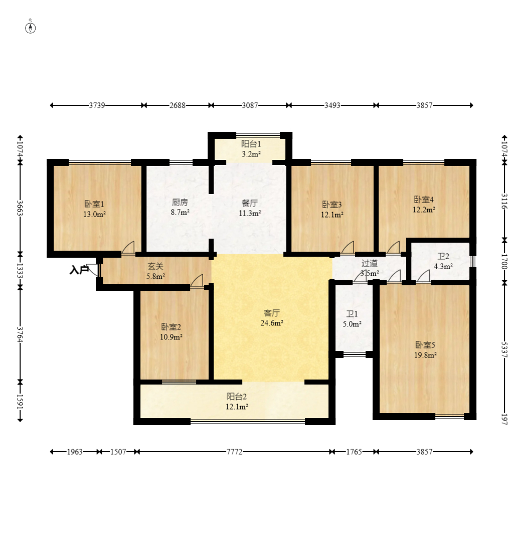 金湘苑(星澜之悦) 5室2厅2卫 85.0万 金湘苑(星澜之悦) 5室2厅2卫 85.0万户型图