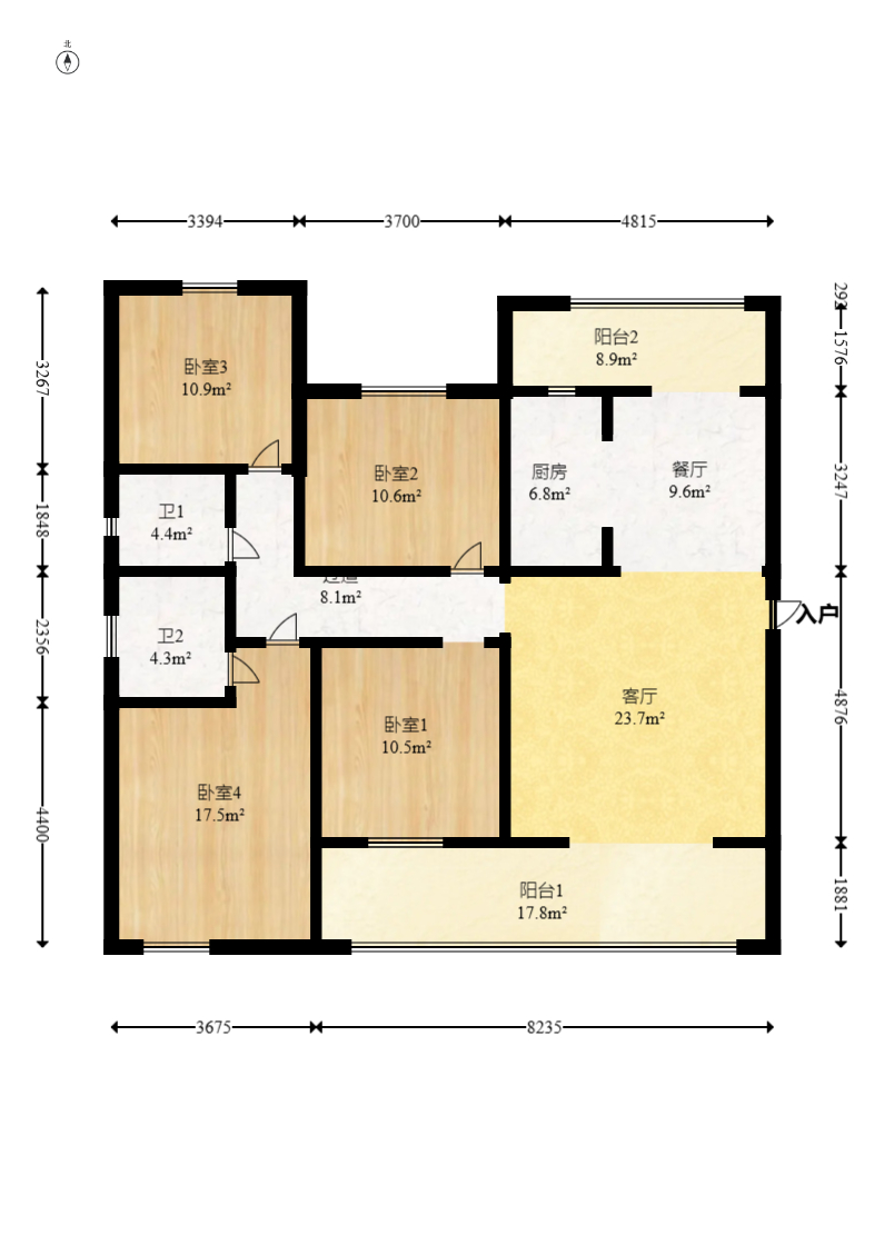 润和湘江天地D区 4室2厅2卫 150.8万 润和湘江天地D区 4室2厅2卫 150.8万户型图