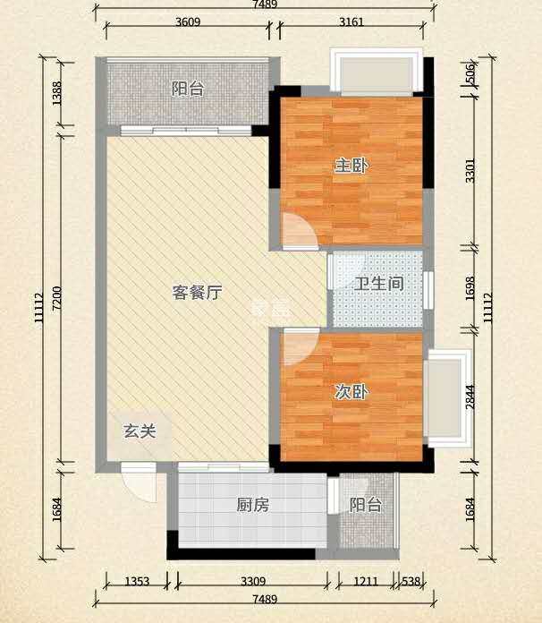 棕榈园  3室2厅1卫   1500.00元/月