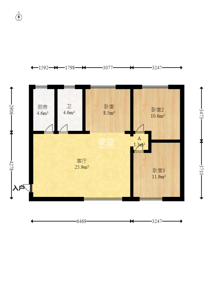 北京御园一二期（国泰嘉园）  3室2厅1卫    105.0万