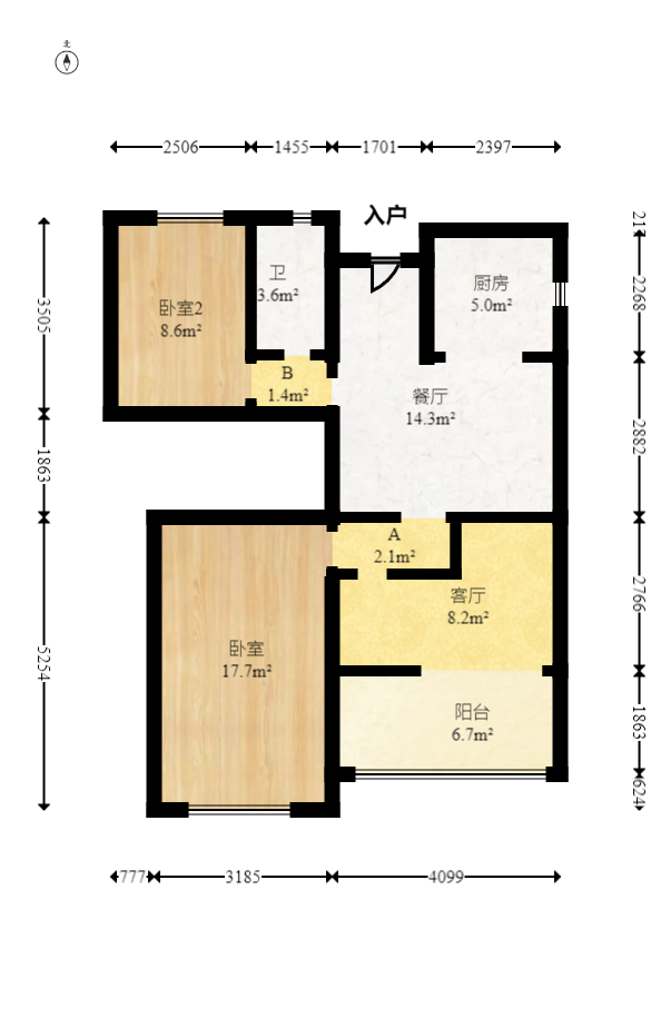 金辉优步花园 3室2厅2卫 90.0万 金辉优步花园 3室2厅2卫 90.0万户型图
