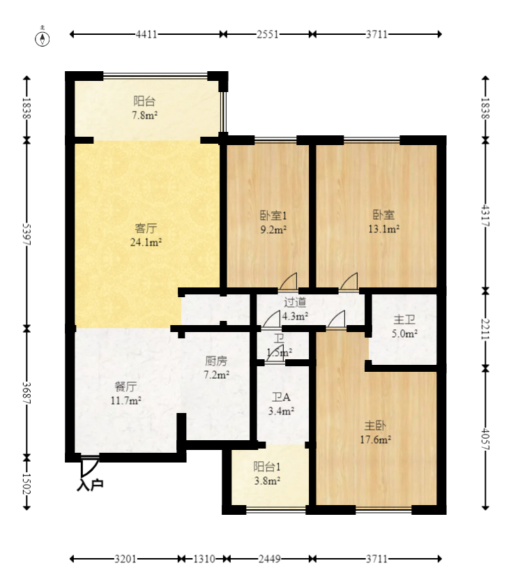 星典时代  3室2厅2卫   99.00万室内图1
