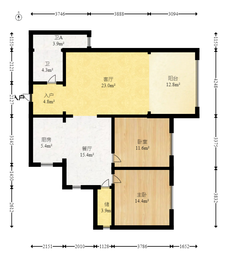 梦泽园 2室2厅1卫 118.0万 梦泽园 2室2厅1卫 118.0万户型图