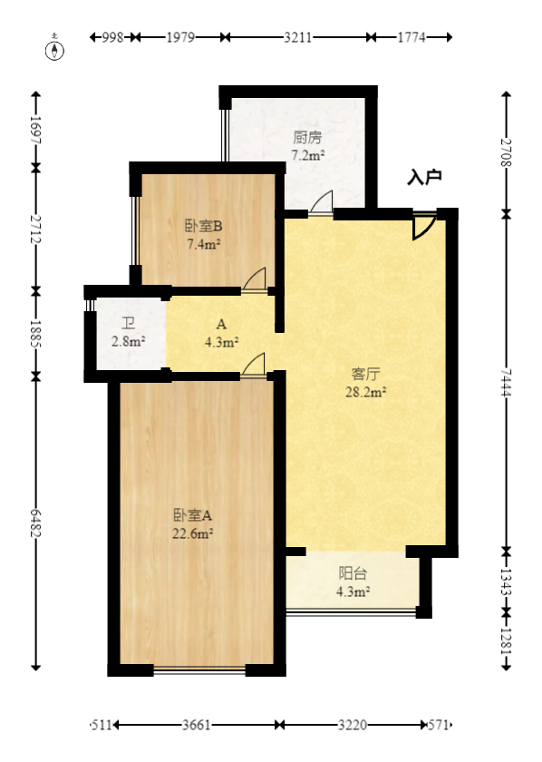 振业城二期  3室2厅1卫   133.00万室内图1