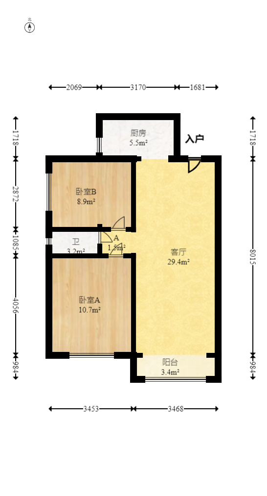 高盛华成  2室1厅1卫   60.00万室内图1