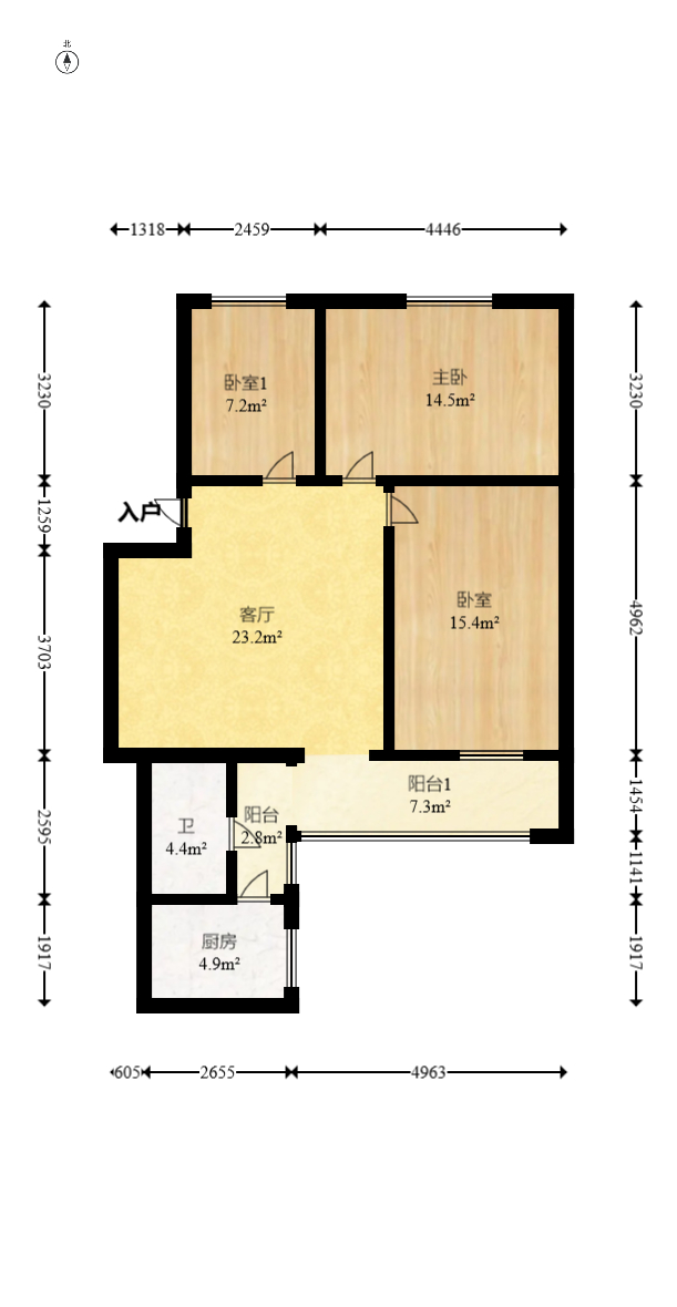 市直属机关宿舍  3室2厅1卫   43.00万室内图1