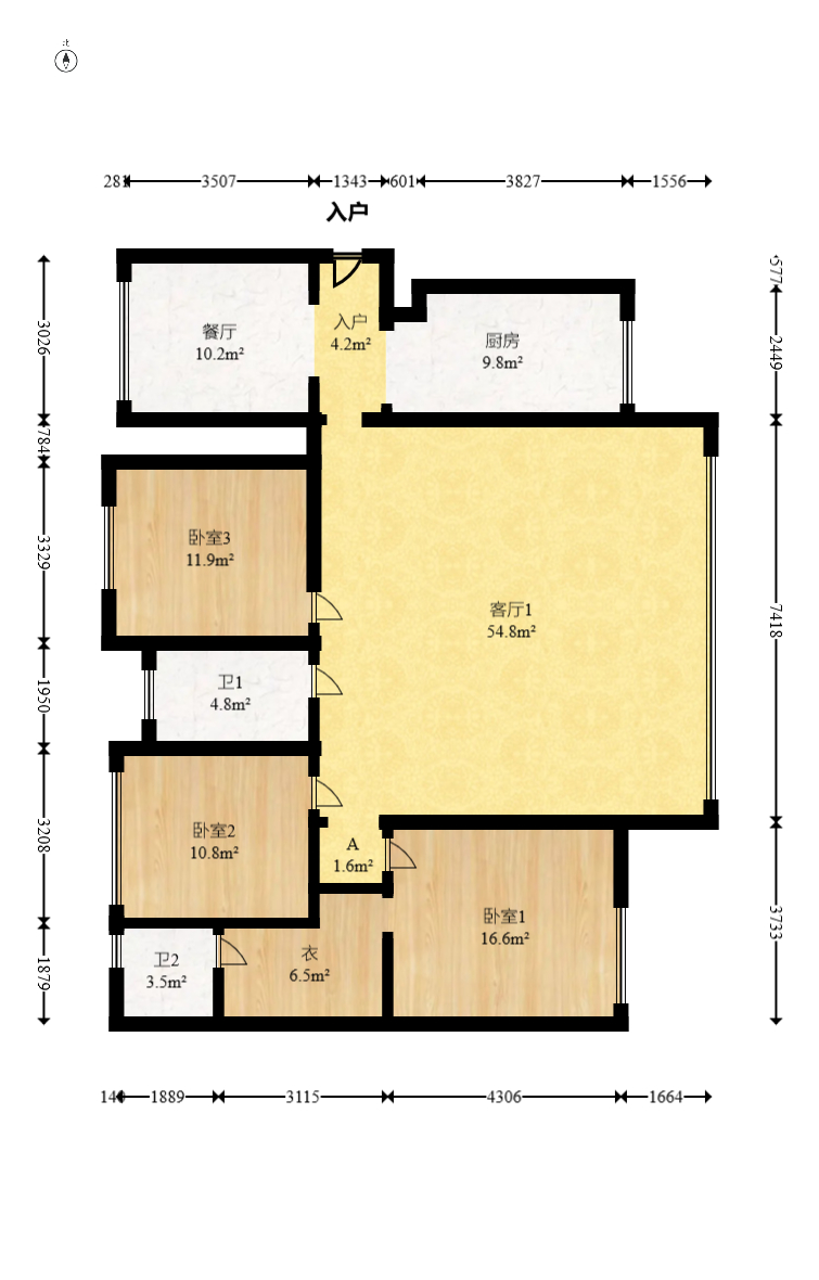润和美郡(润和紫郡五期) 4室2厅2卫 107.0万 润和美郡(润和紫郡五期) 4室2厅2卫 107.0万户型图
