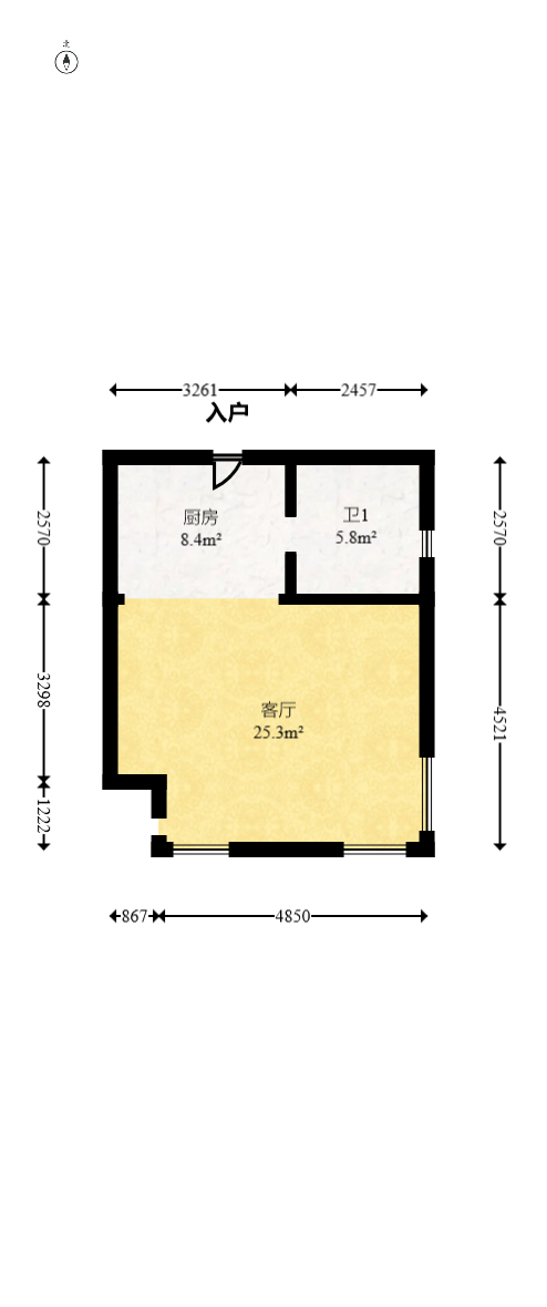 明昇壹城（明昇时代广场）三期  2室2厅1卫   65.00万室内图1