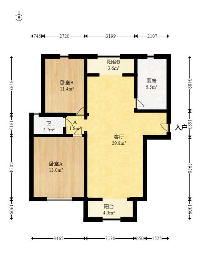 龙王港社区  2室2厅1卫   85.80万室内图1