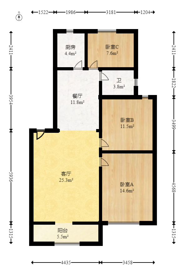 恩瑞麓山名园（龙王港小区）  3室2厅2卫   78.00万室内图1