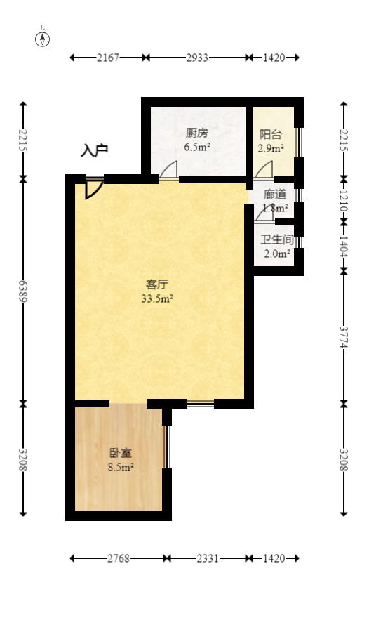 翡翠华庭  2室1厅1卫   48.00万室内图1