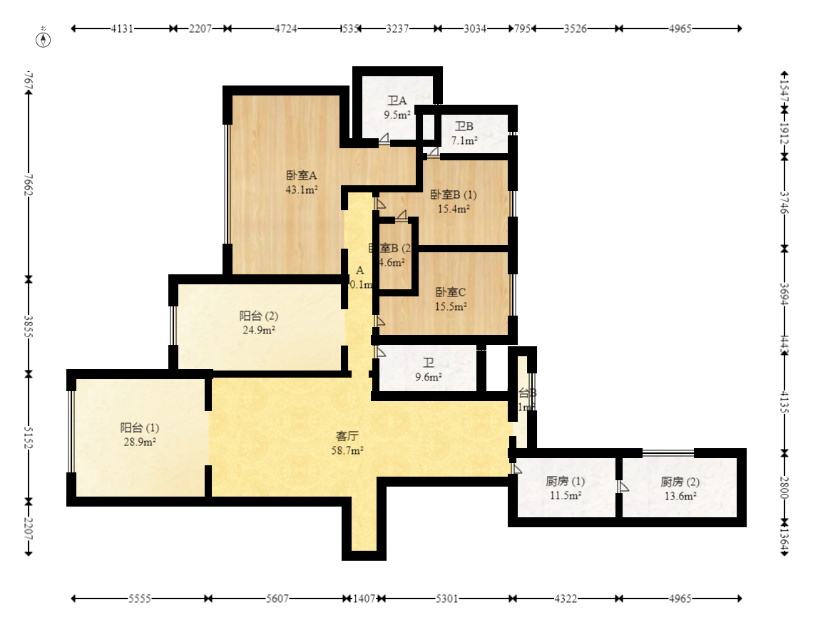 中建梅溪湖中心  5室2厅3卫   598.00万室内图1