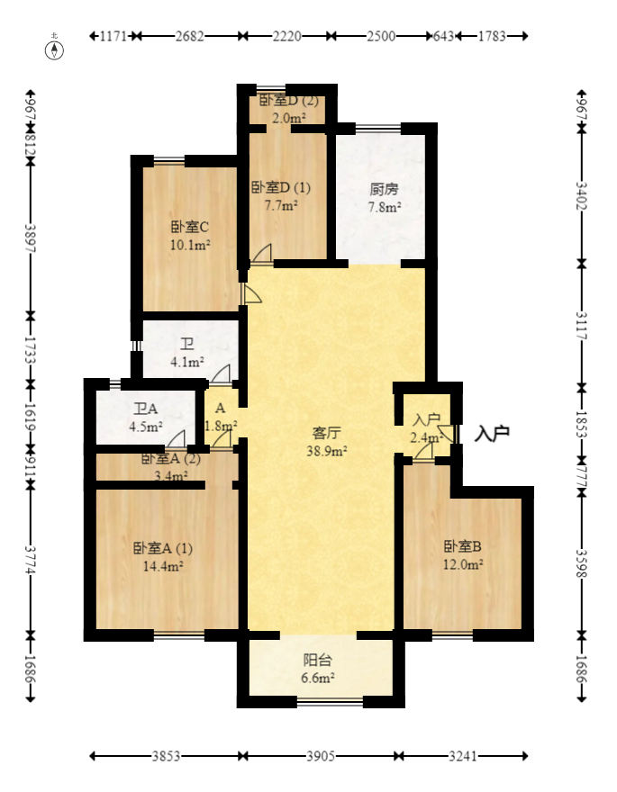 万科里梅溪郡  4室2厅2卫   285.00万室内图1