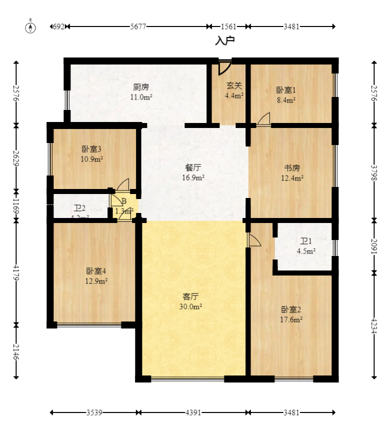 润和又一城  5室2厅2卫   150.00万室内图1