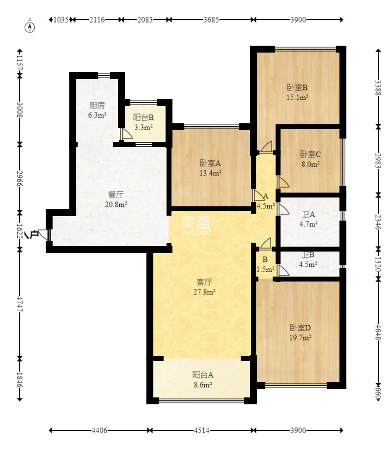 恒大雅苑  4室2廳1衛(wèi)   145.00萬(wàn)