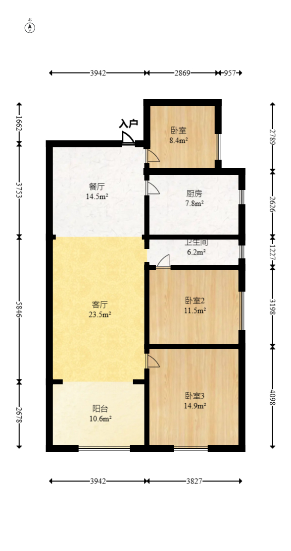 紫华郡  3室2厅1卫    59.8万 紫华郡  3室2厅1卫    59.8万户型图