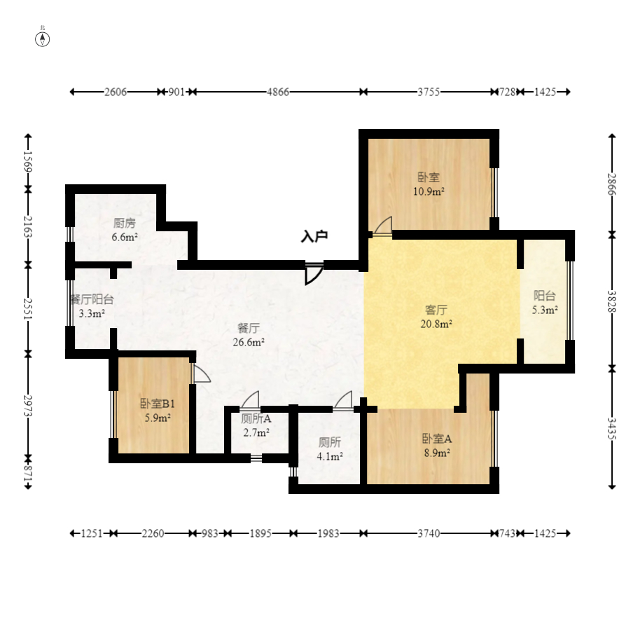 建发电建江山悦  3室2厅2卫   130.00万室内图1
