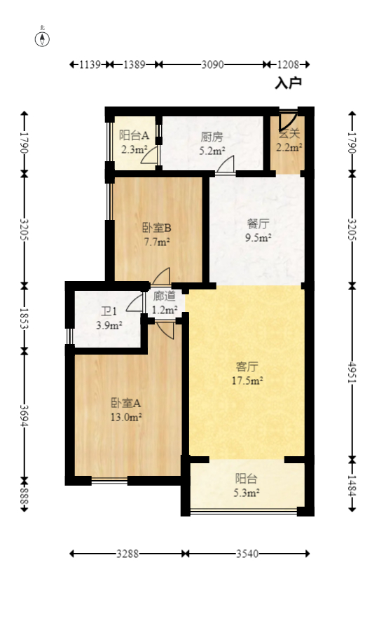 江山帝景哈佛  2室2厅1卫   90.00万室内图1