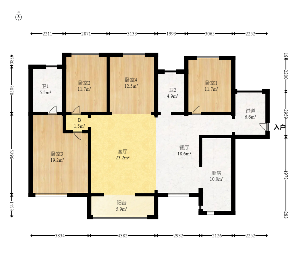 润和之悦(金泽园) 4室2厅1卫 105.0万 润和之悦(金泽园) 4室2厅1卫 105.0万户型图