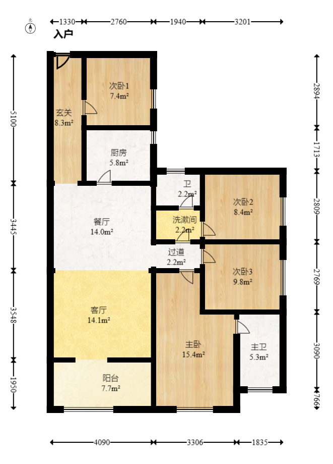 南璟滨江书苑 4室2厅2卫 85.0万 南璟滨江书苑 4室2厅2卫 85.0万户型图