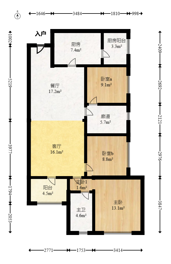 梅溪湖合能璞丽  3室2厅2卫   132.50万室内图1