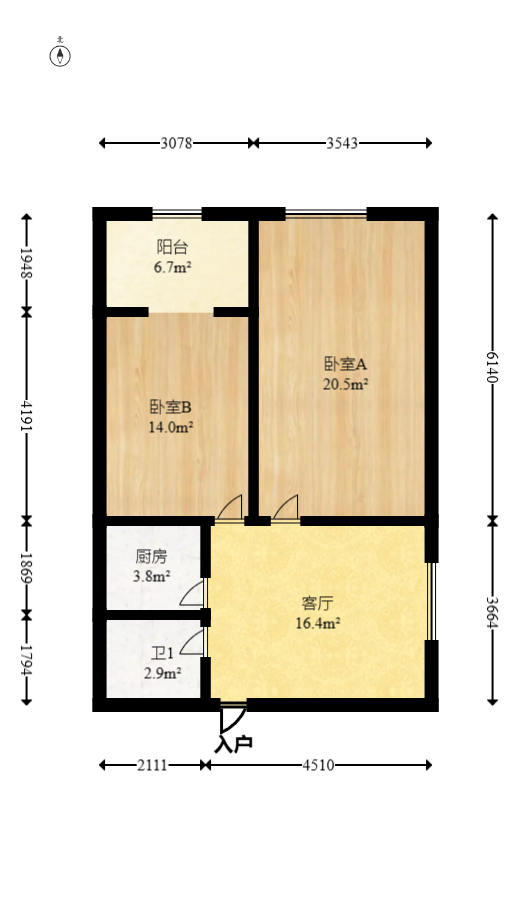米兰春天  2室1厅1卫   60.00万室内图1