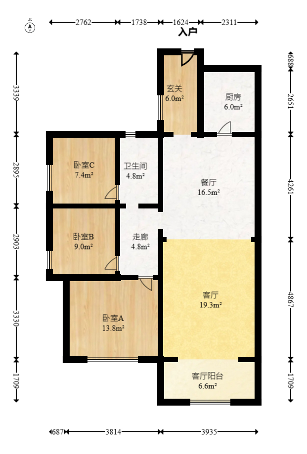 中建芙蓉嘉苑  3室2厅1卫   95.00万室内图1