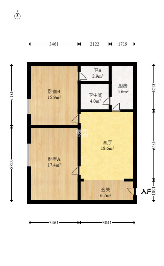 绿地公馆（绿地名邸）  2室1厅1卫   68.80万