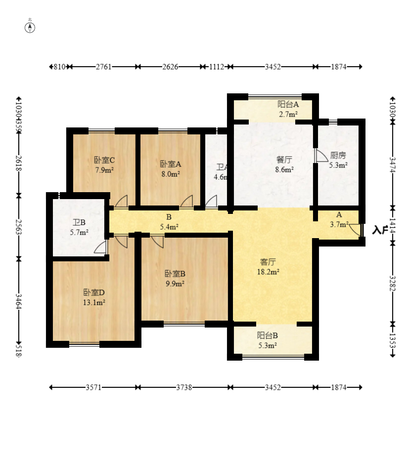 中建璟和城  4室2厅2卫   100.00万室内图1