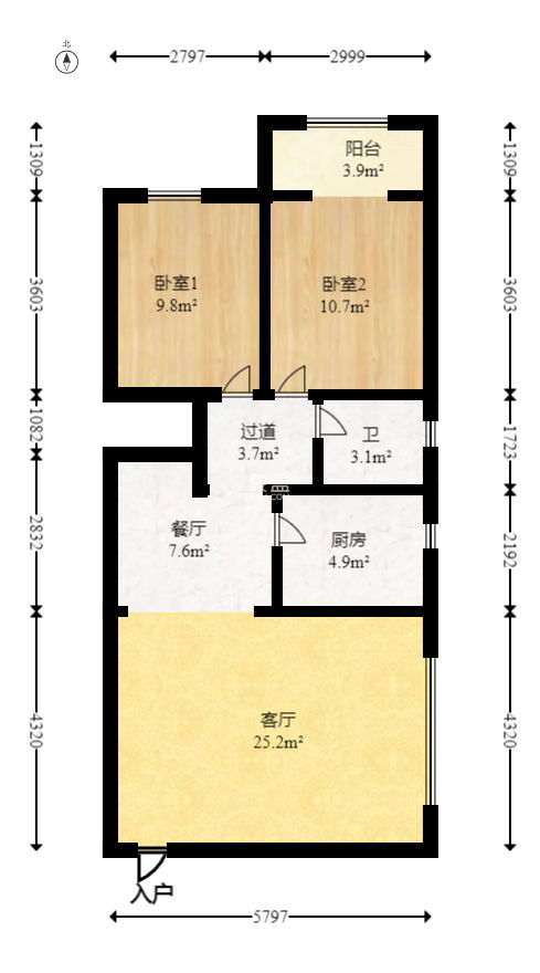 高桥财富大厦  1室2厅1卫    56.0万