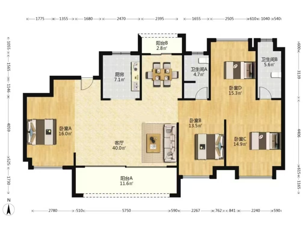 建发央著  4室2厅2卫   149.00万