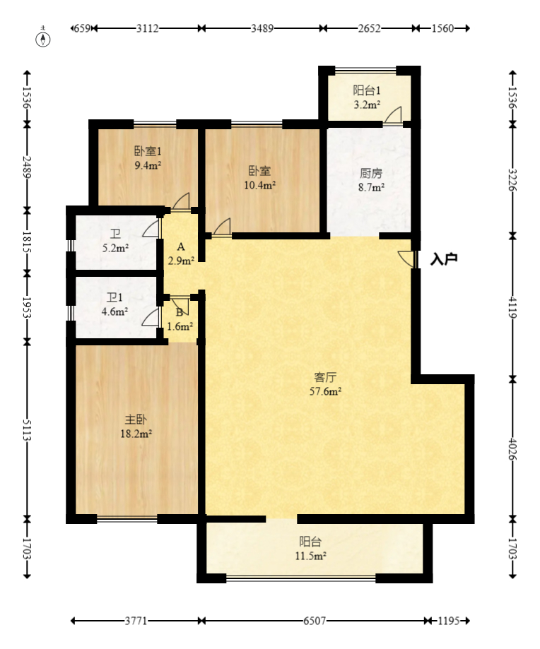 保利金香槟 4室2厅1卫 121.8万 保利金香槟 4室2厅1卫 121.8万户型图