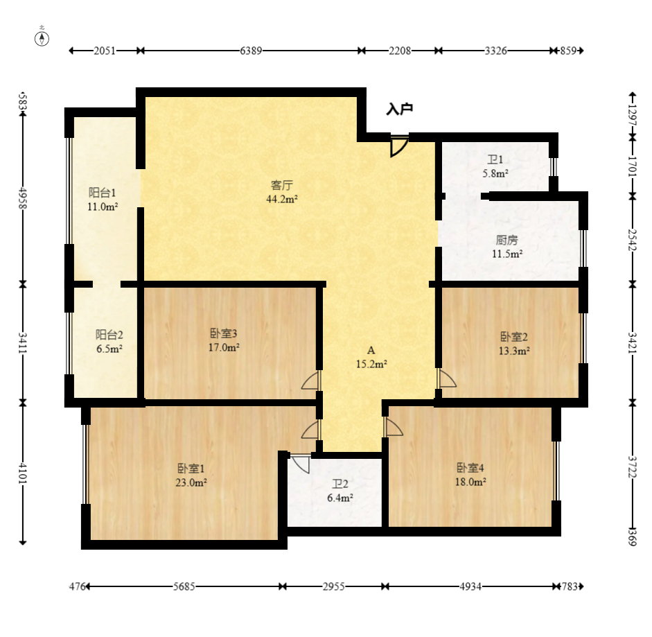 湘陵小区  4室2厅2卫    65.0万 湘陵小区  4室2厅2卫    65.0万户型图