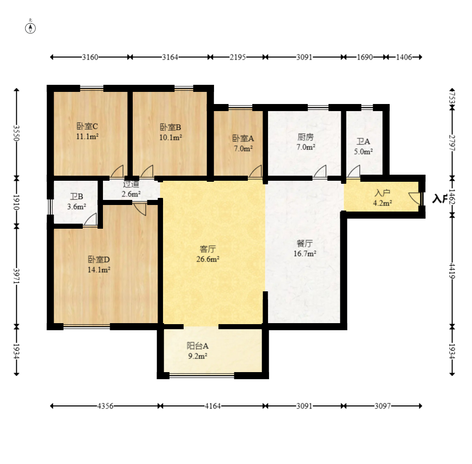 富春山  4室2厅2卫    86.0万 富春山  4室2厅2卫    86.0万户型图