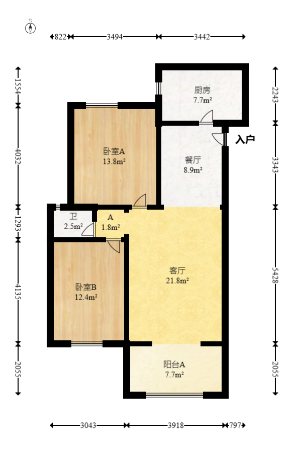 景环小区  2室2厅1卫   40.80万室内图1