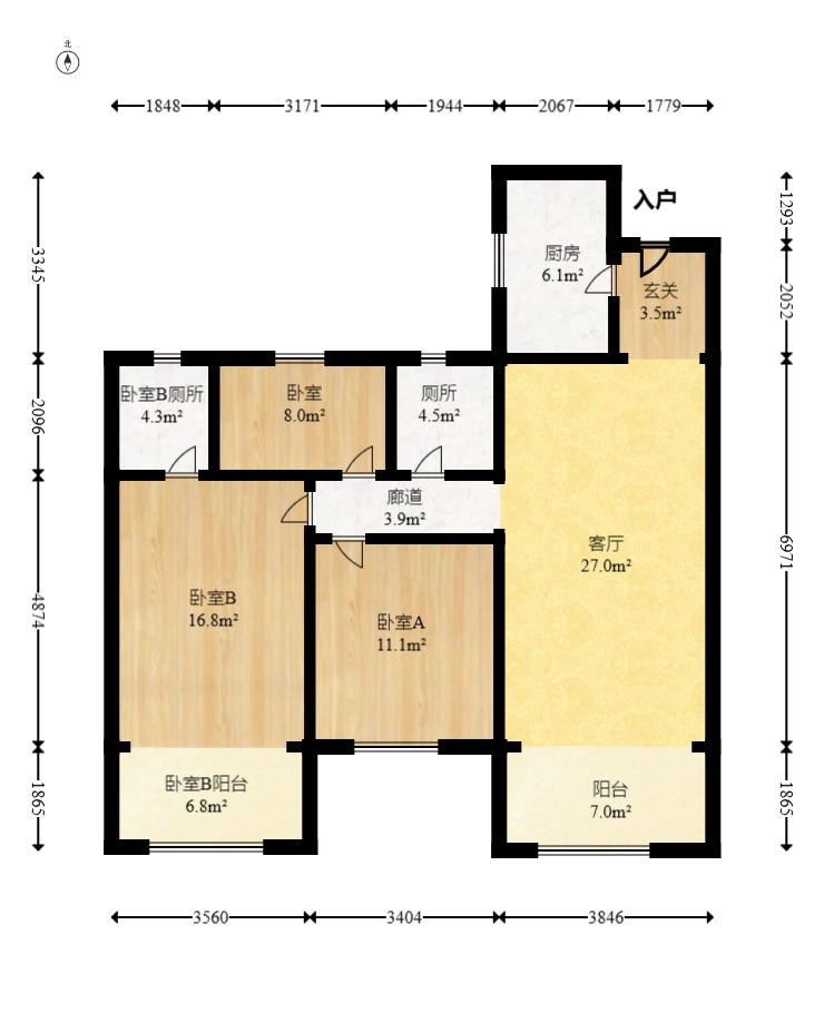 保利天汇  3室2厅2卫   174.00万室内图1