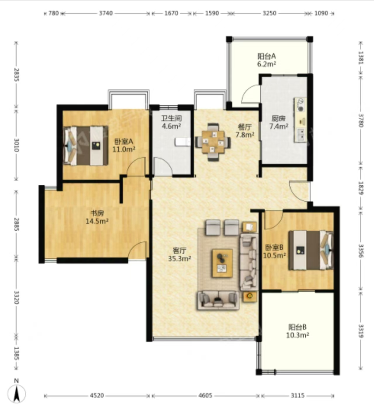 金色晓岛 3室2厅1卫 2000.0元/月 金色晓岛 3室2厅1卫 2000.0元/月户型图