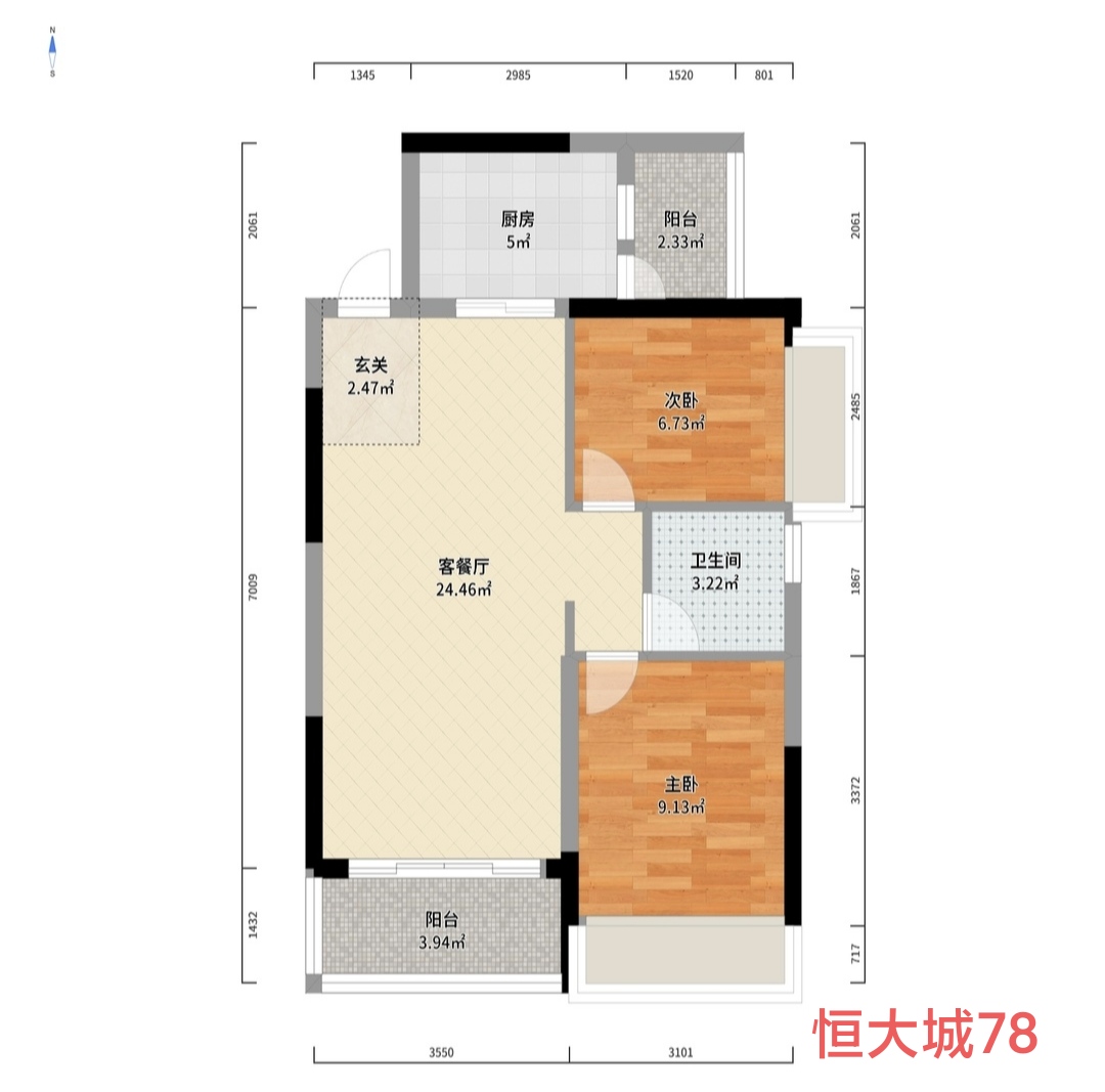 星城新宇桃花苑 1室2厅1卫 3000.0元/月 星城新宇桃花苑 1室2厅1卫 3000.0元/月户型图