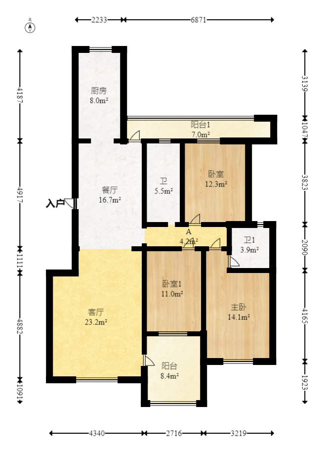 红树湾  3室2厅2卫    65.0万室内图1