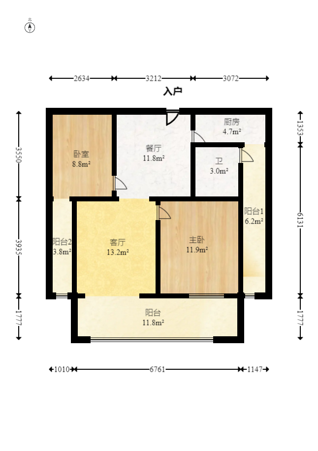 红树湾 2室2厅1卫 45.0万 红树湾 2室2厅1卫 45.0万户型图
