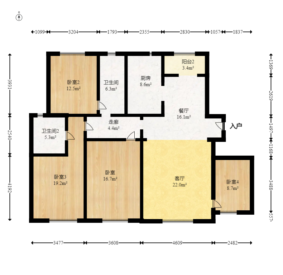 中国铁建国际城一期  4室2厅2卫    76.0万 中国铁建国际城一期  4室2厅2卫    76.0万户型图