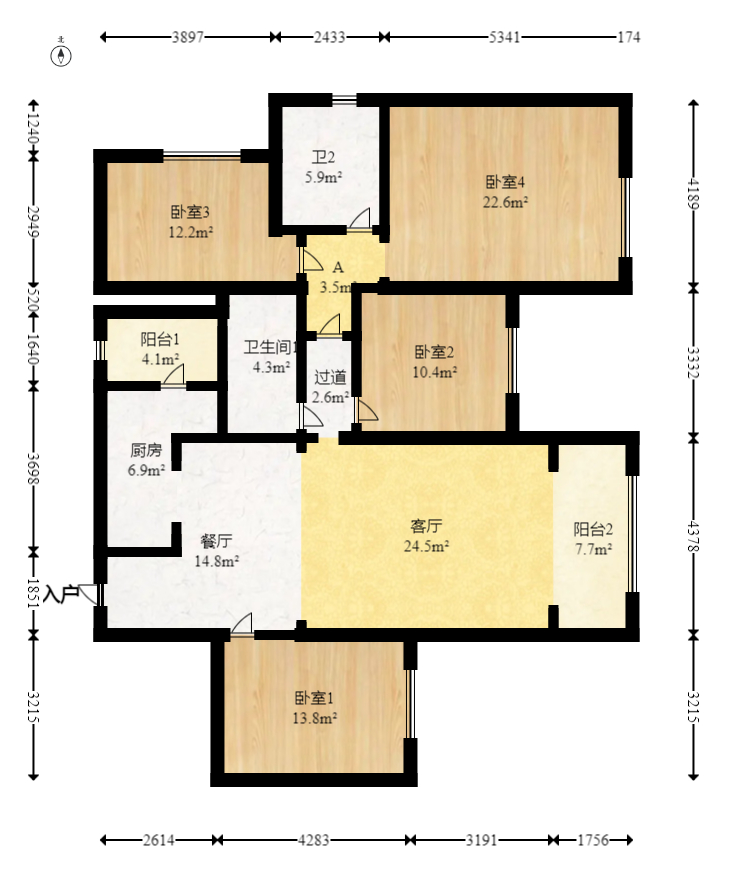 恒大名都 4室2厅2卫 96.0万 恒大名都 4室2厅2卫 96.0万户型图
