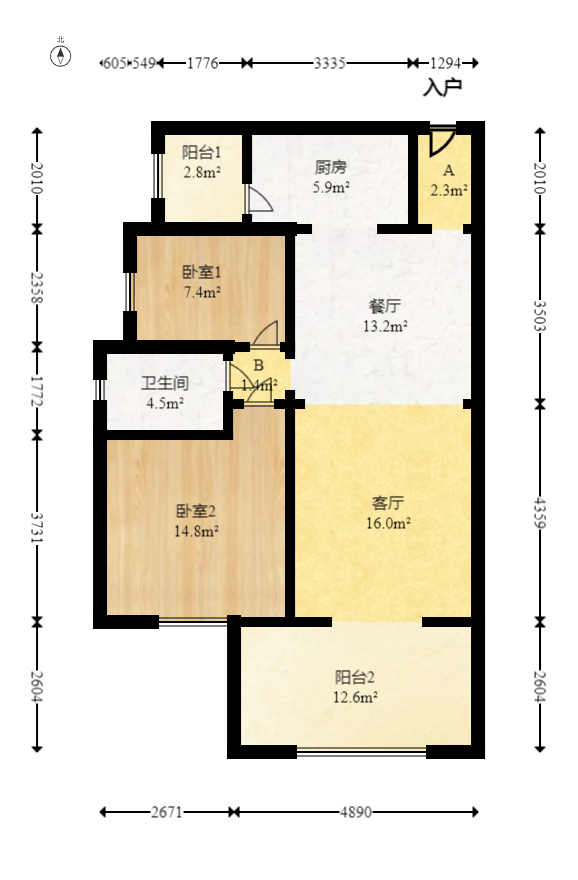 时代倾城二期 2室1厅1卫 70.00万 时代倾城二期 2室1厅1卫 70.00万户型图