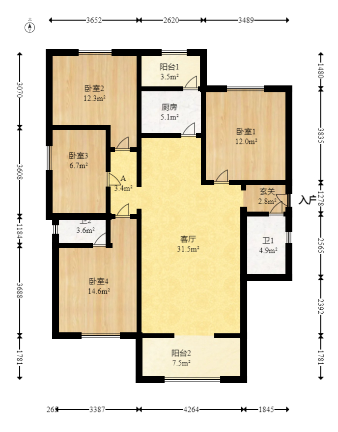 港湘铂玥(天园地芳国际珠宝城)  4室2厅2卫    95.0万 港湘铂玥(天园地芳国际珠宝城)  4室2厅2卫    95.0万户型图
