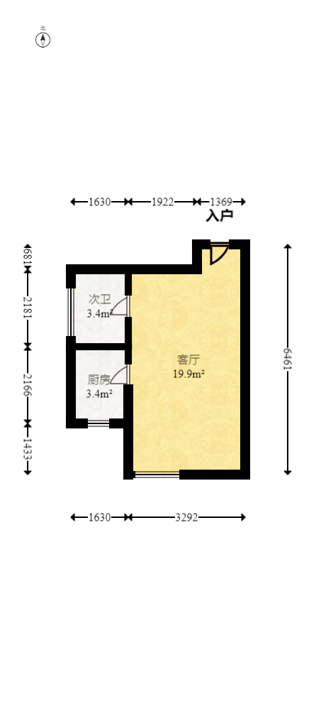 耀江花园  1室1厅1卫   68.00万室内图1